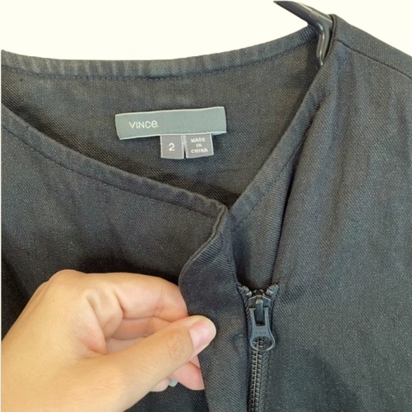 Vince Linen & Lamb Leather Moto Jacket – Black – Size 2 - Picture 7 of 14